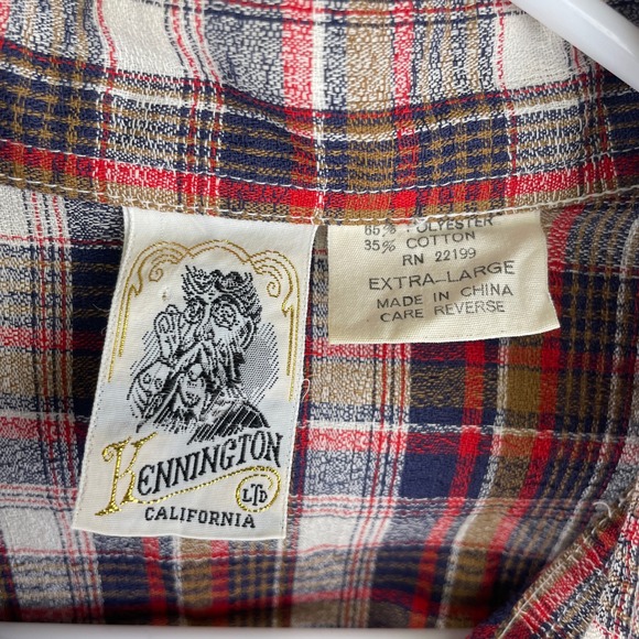Vintage 70s 80s Kennington California Men Plaid Western S/S Button Down Shirt XL - Picture 5 of 7
